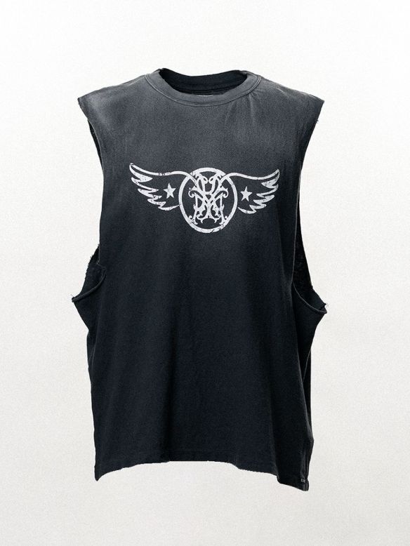 "AERO-KMY" Sleeveless T-shirt - スリーブレス Tシャツ (BLACK)