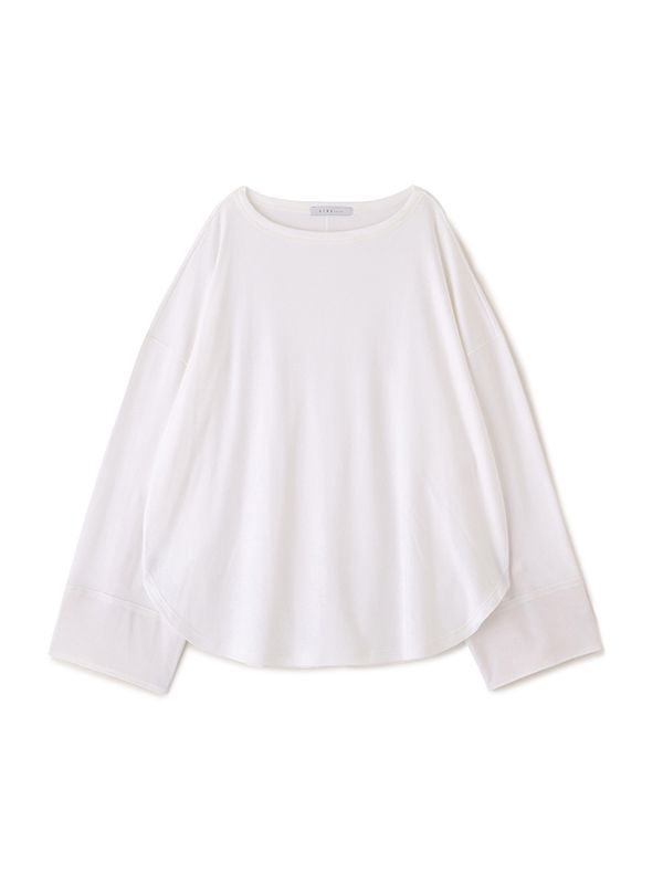 ボートネックカフスロンTee  (WHITE）