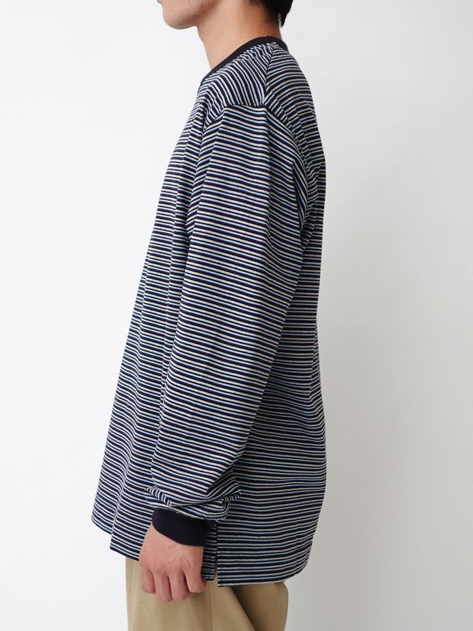 マルチボーダーロングスリーブカットソー  - MULTI BORDER L/S T-SHIRT NAVY