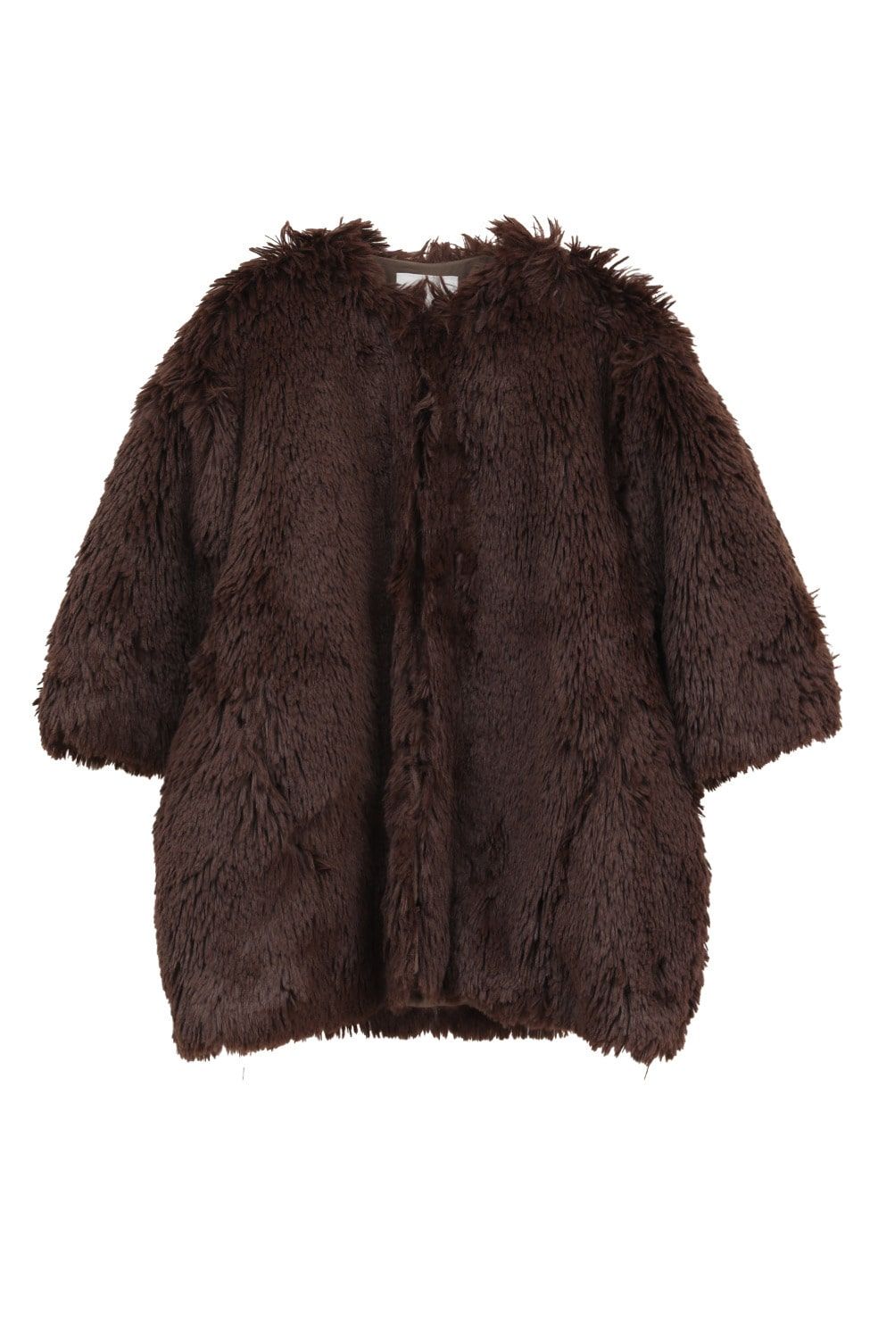 ハーフスリーブファージャケット -  HALF SLEEVE FAKE FUR JACKET (BROWN)