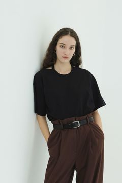ダブルフェイストップス - W FACE NOTCHED RIB OVER TOPS (BLACK)