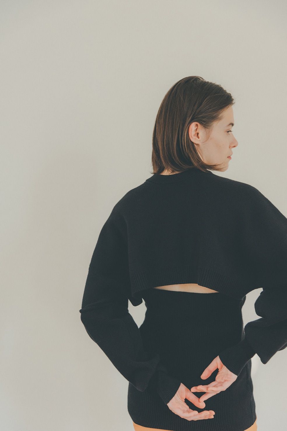 3WAY ARRANGE SEPARATE KNIT TOPS - BLACK