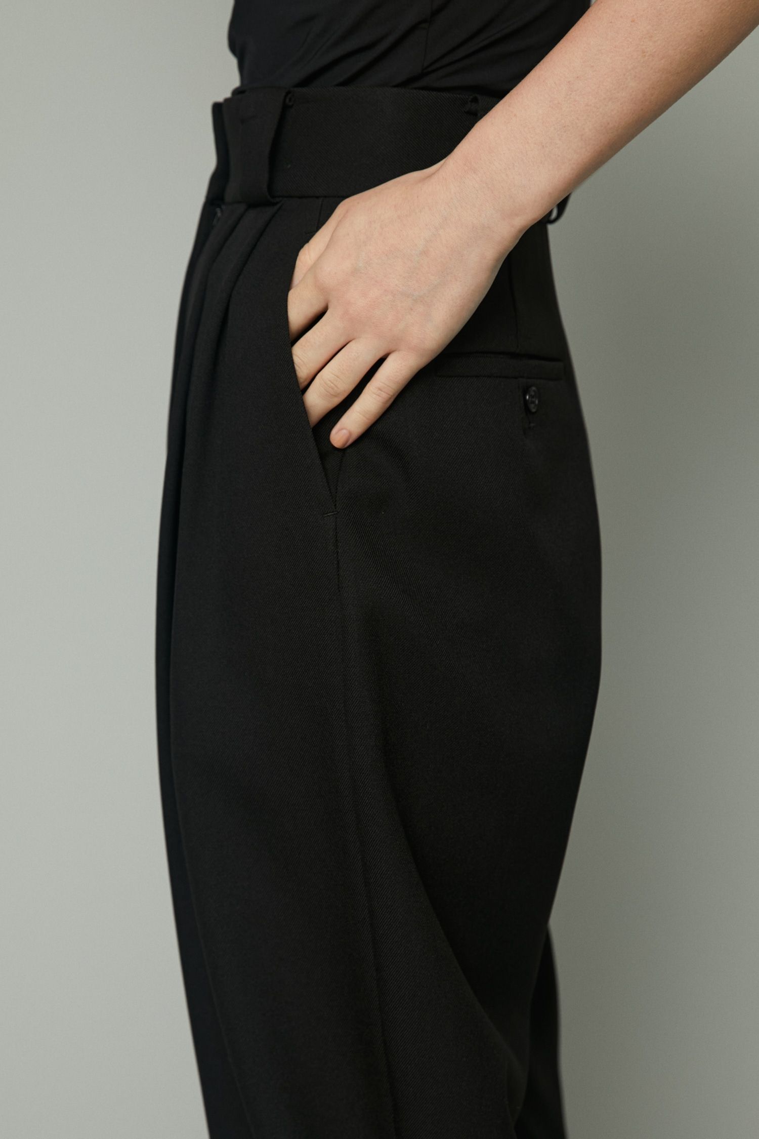 ツータックトラウザーズパンツ  - 2tuck trousers pants - BLACK