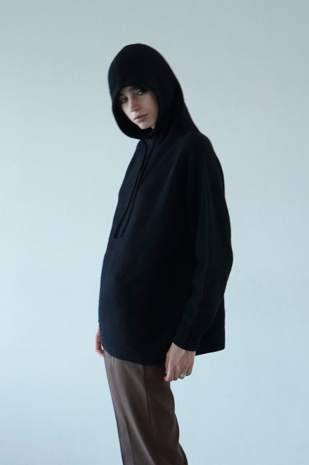 CLANE - ハイネックフードニットトップス - H/N KNIT HOODIE - BLACK