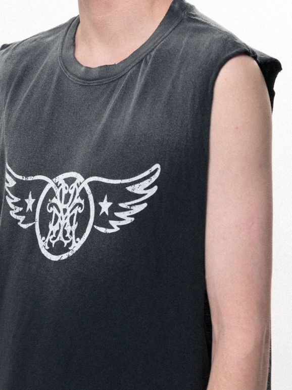 "AERO-KMY" Sleeveless T-shirt - スリーブレス Tシャツ (BLACK)