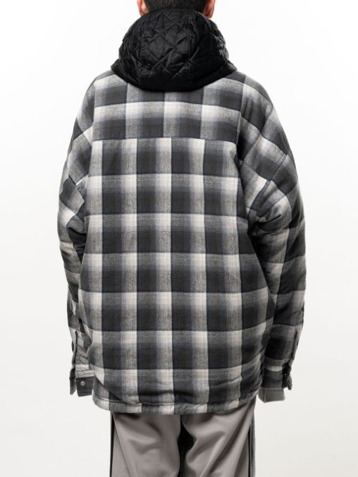 フード チェックシャツ ブルゾン - HOODED CHECK SHIRT JACKET (BLACK)