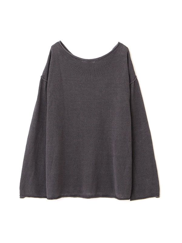 ロールエンドリネンニットプルオーバー - GREY