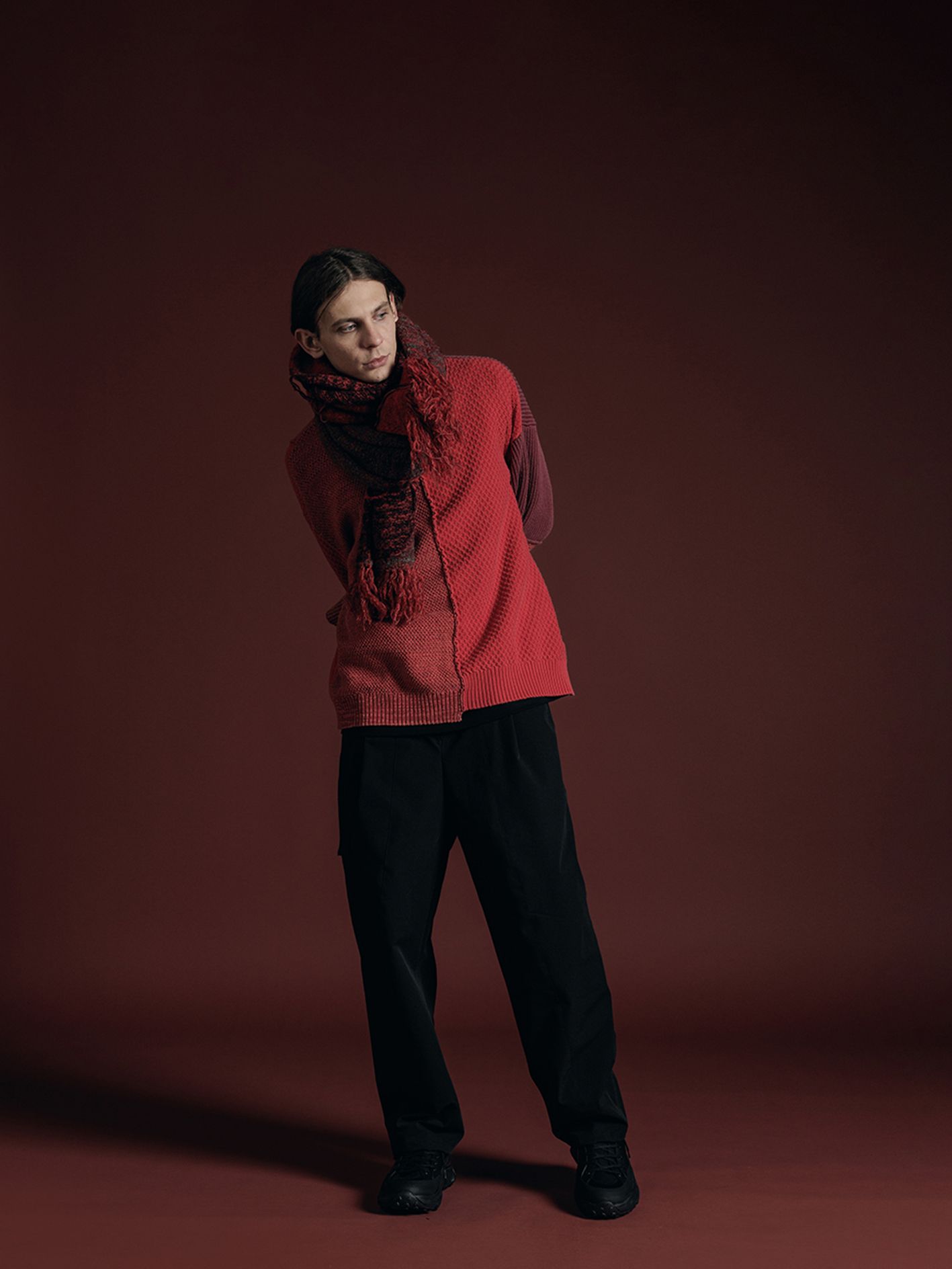 グランジマフラー - grunge muffler -VI-3678-09 - B-RED