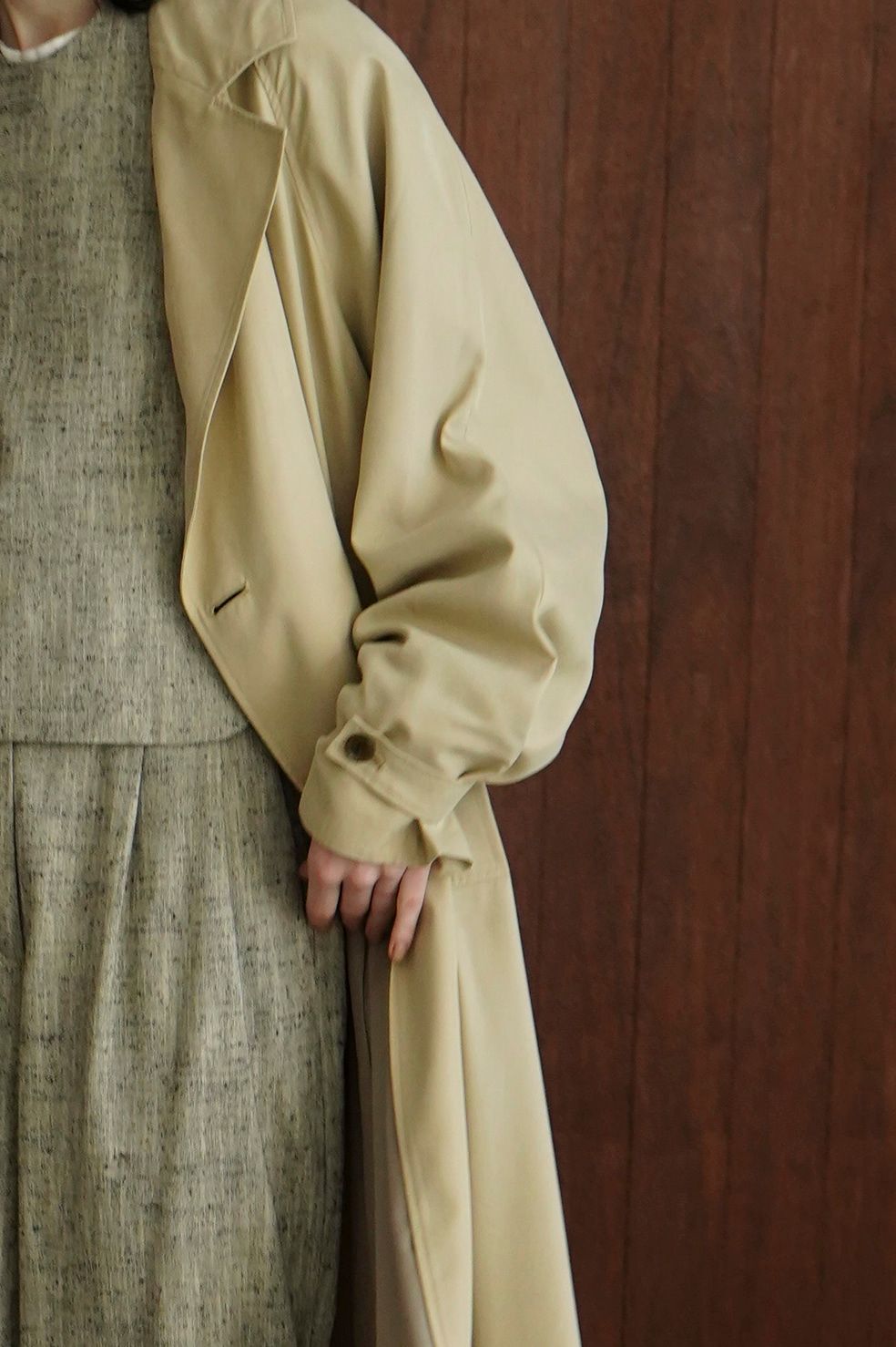 イニシャル CLANE アウター BACK GATHER DRESS TRENCH COAT