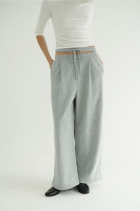 スラッシュ ウエスト スウェットパンツ - SLASH WAIST SWEAT PANTS (GREY)