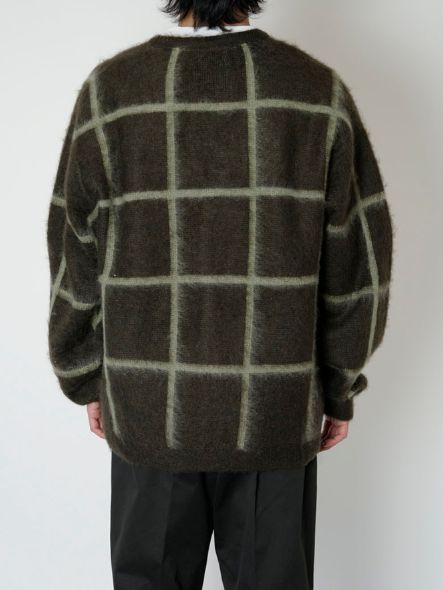 ジャガードチェックカーディガン -  JACQUARD CHECK CARDIGAN GREEN