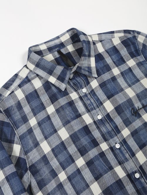インディゴブリーチチェックシャツ - Check Shirt - BLUE×OFF WHITE