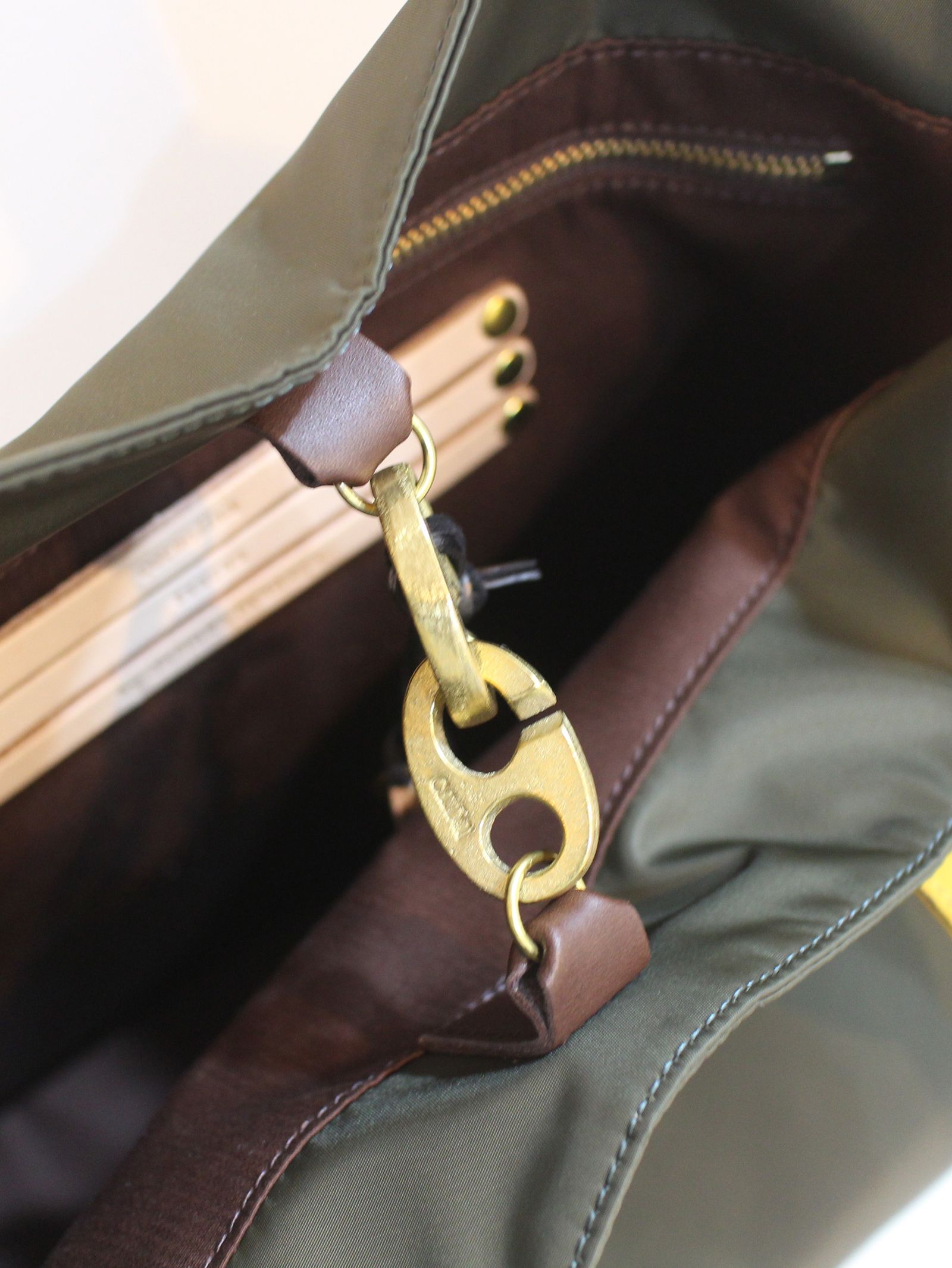 pack tote SUPER / co21fwpt020 R Nylon * H cow leather - KHAKI*MUS