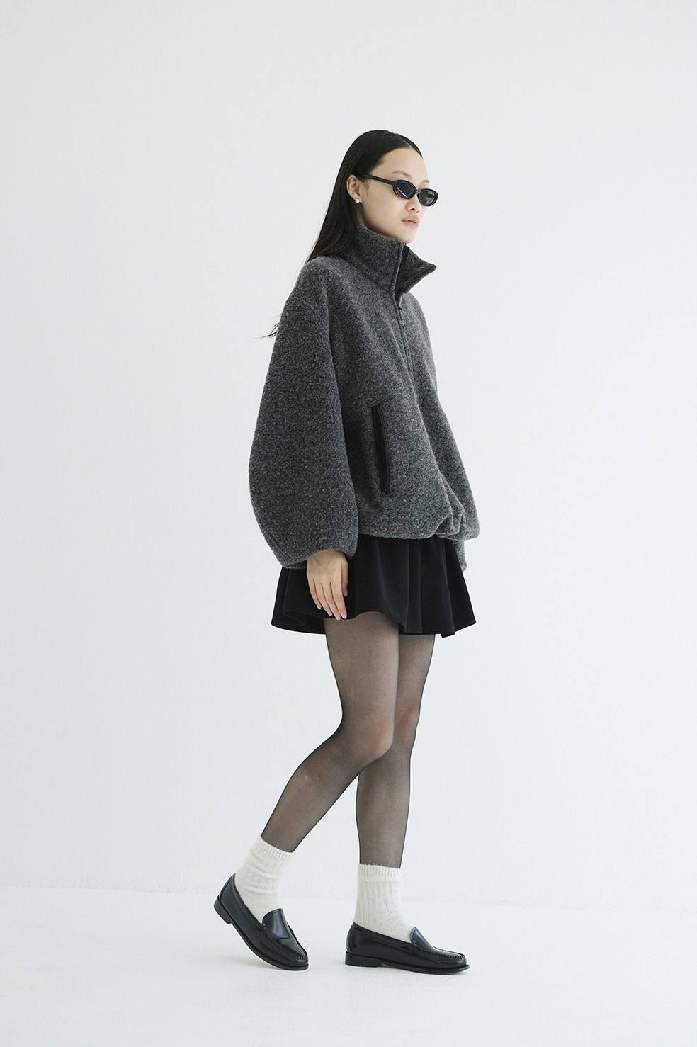 ハーフジップトップス - SLIVER HALF ZIP TOPS (GREY)