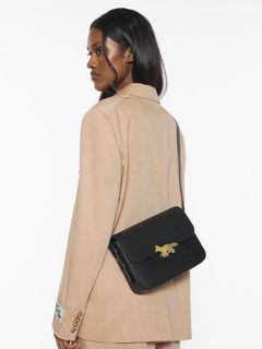 EDIE ラージバッグ - スムースレザー2WAYショルダーバッグ －ブラック