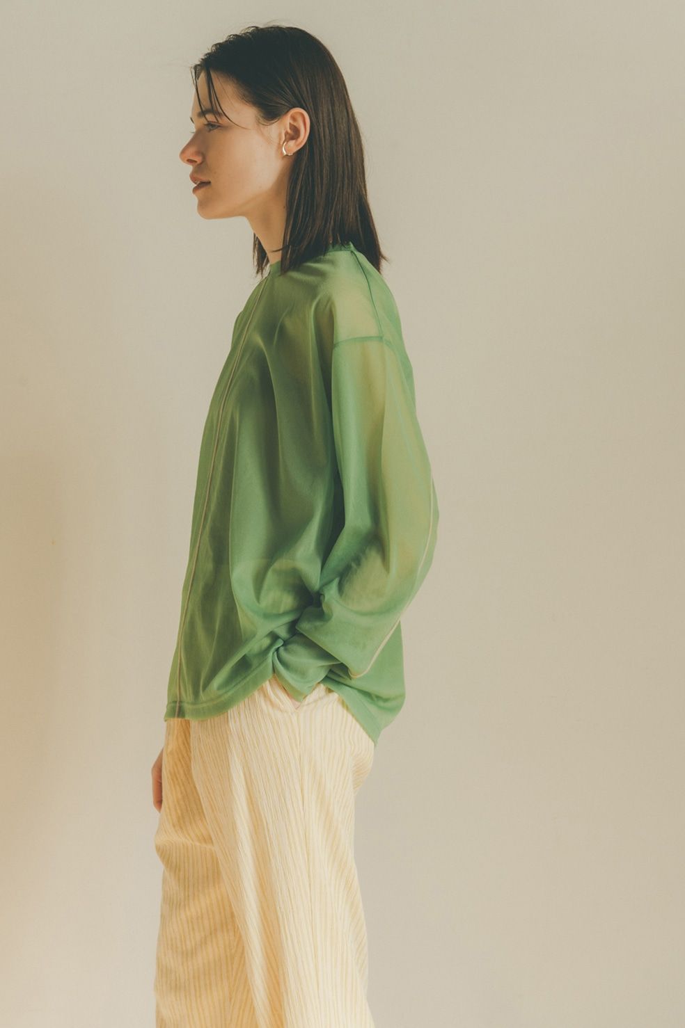 CLANE - LINE SHEER L/S TOPS - GREEN | ADDICT WEB SHOP