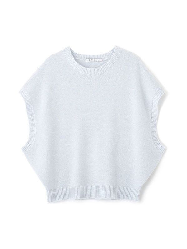 ウールカシミヤスリーブレスニットプルオーバー (BLUE)