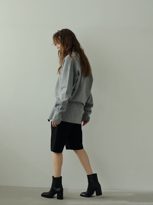 Wフェイスブラウジングニットプルオーバー - GREY