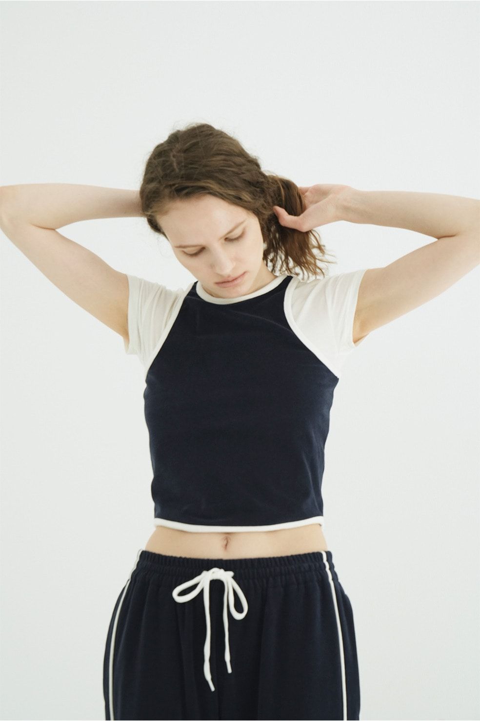 パイルセットアップ - PILE CONTRAST LINE SET UP (NAVY)