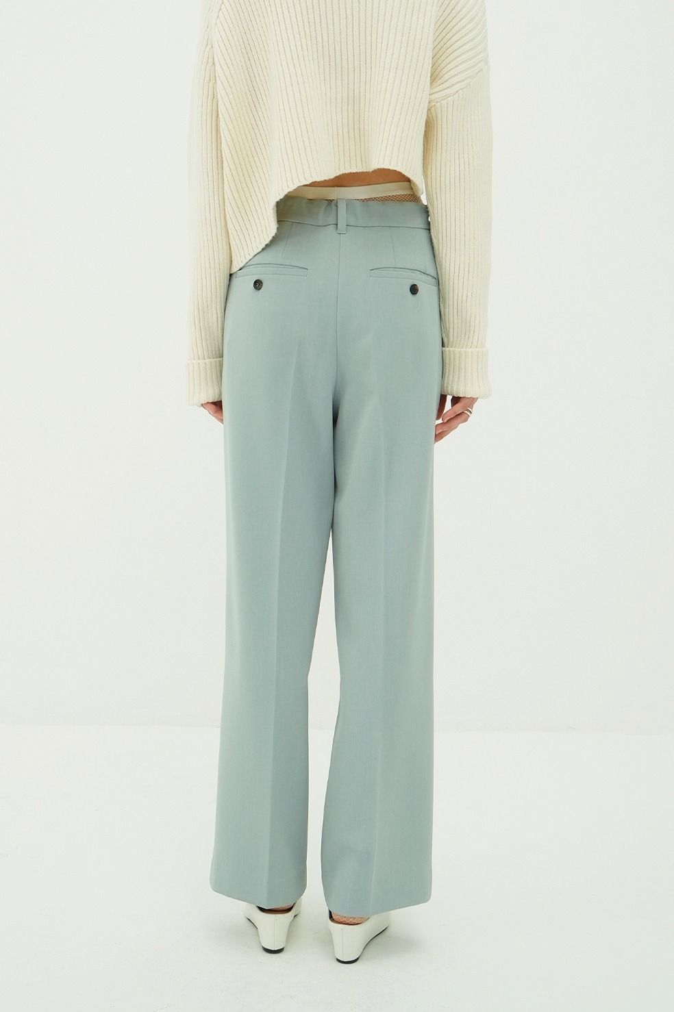 ツーウェイタックストレートパンツ - 2WAY TUCK STRAIGHT PANTS (BLUE)