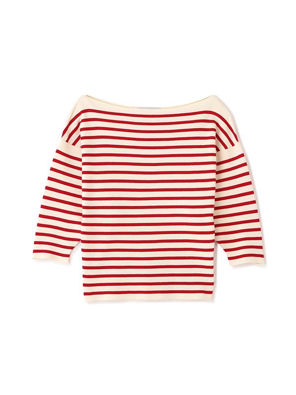 ボートネックニットプルオーバー （RED)