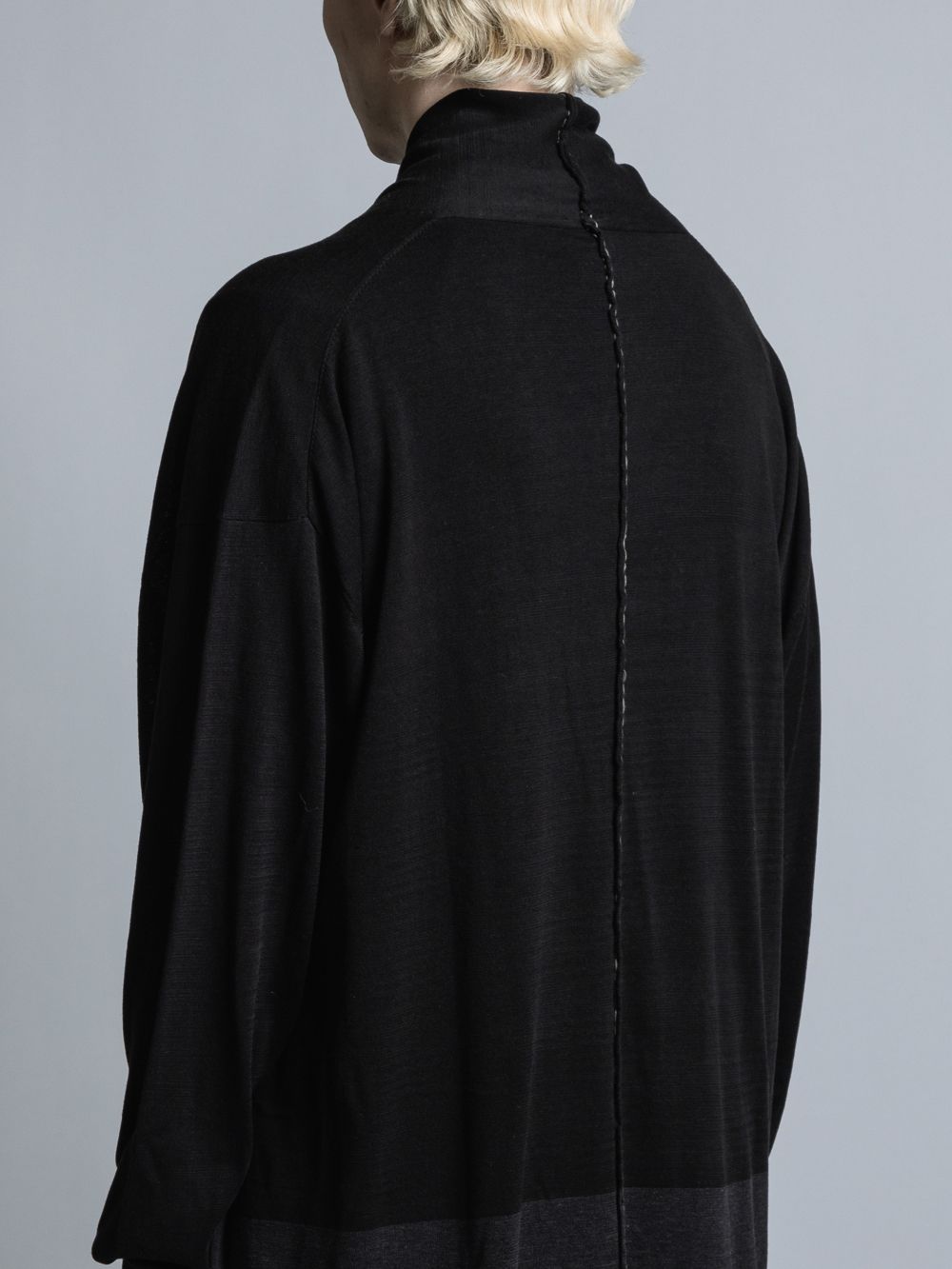 シルク / リネン / コットン ハイゲー ジニットカーディガン-BLACK/ CHARCOAL