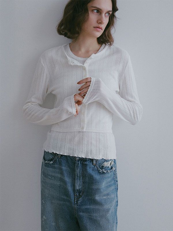 2パックアイレットカーディガン （WHITE）