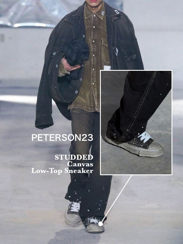 オリジナルソール スタッズスニーカー "PETERSON23"  STUDDED Canvas Low-top Sneaker - A13FW715 - BLACK