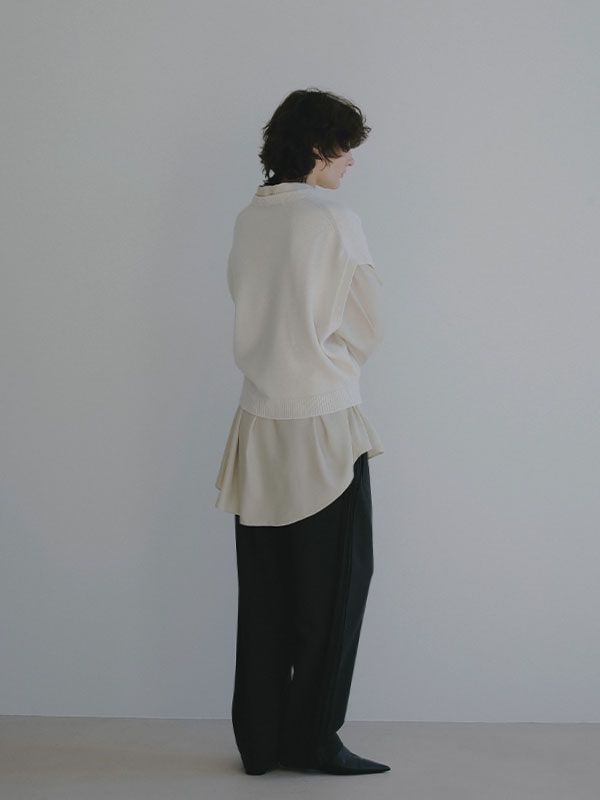 ウールカシミヤスリーブレスニットプルオーバー (WHITE)