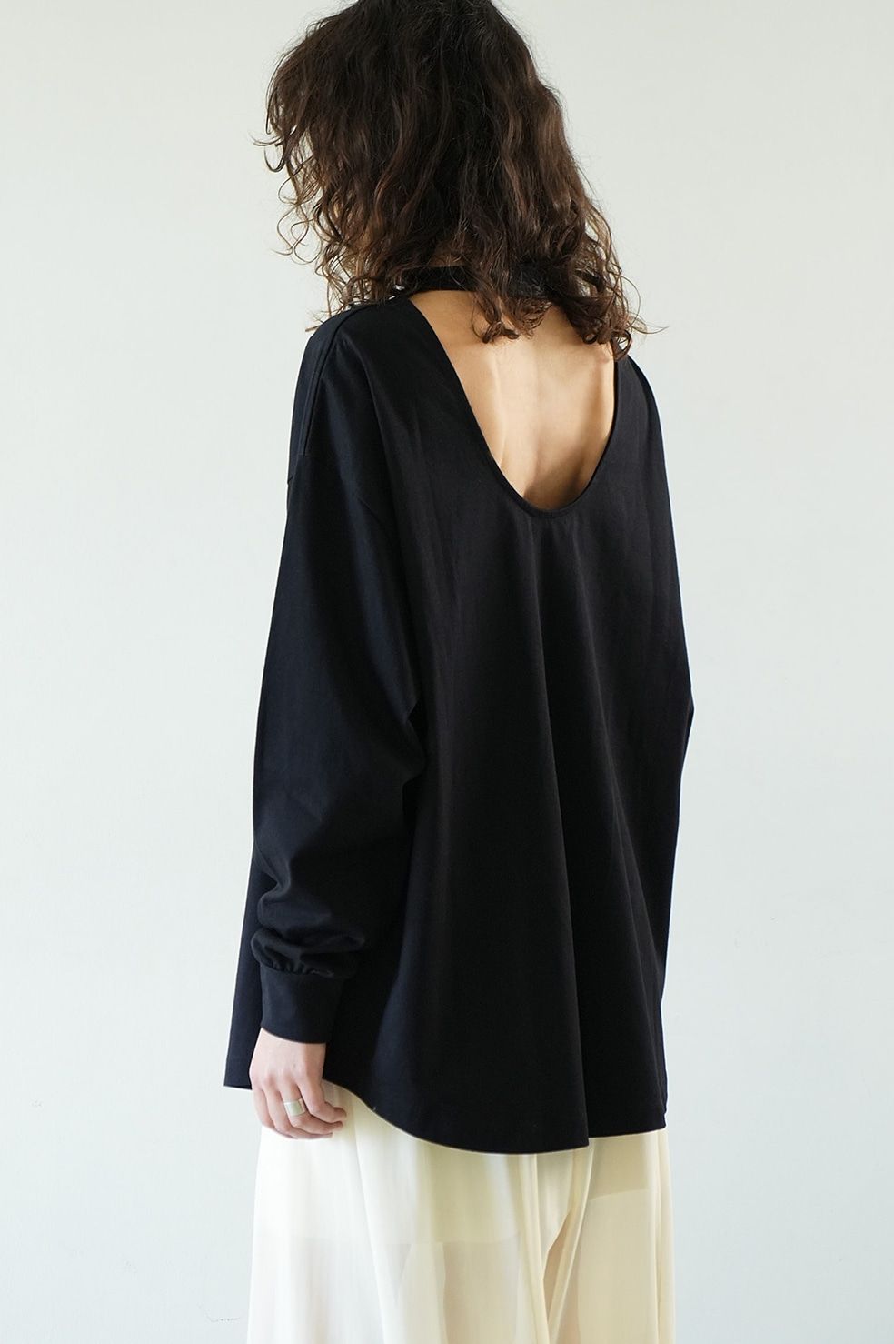 CLANE - バックオープン ロングスリーブカットソー - BACK OPEN HALTER NECK TOPS - BLACK | ADDICT  WEB SHOP