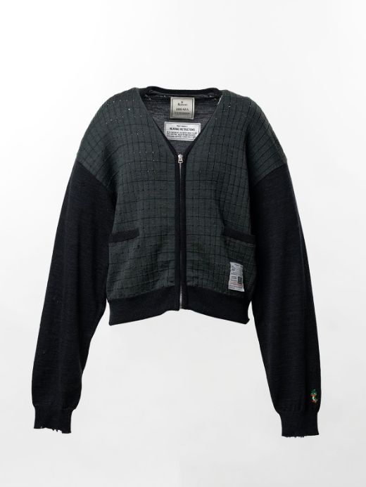 ディストレスト ニットカーディガン - Distressed Knit Cardigan (BLACK)