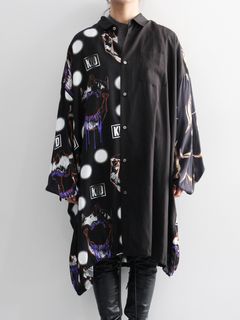 THREE PANEL SHIRT SKULL PRINT PATTERN - BLACK SKULL