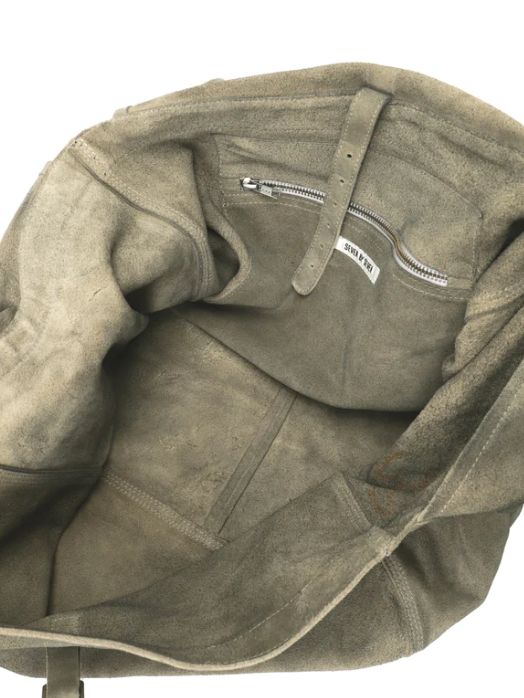 レザーショルダーバッグ LEATHER SHOURDER BAG - Cow split leather - GREY