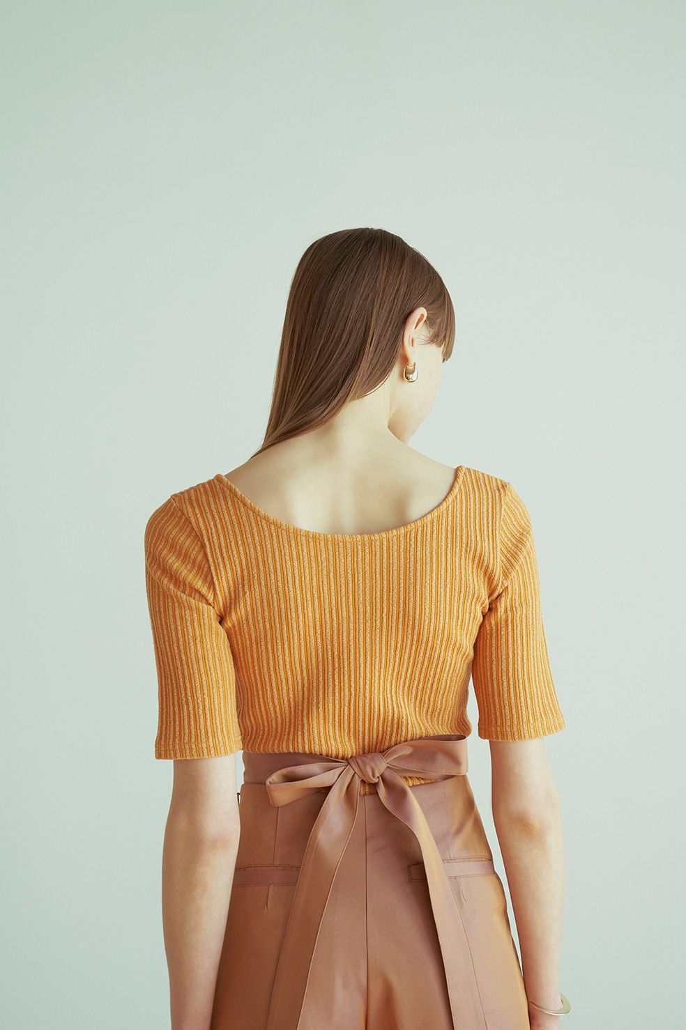 CLANE - リブディープネックトップス - RIB DEEP NECK TOPS - ORANGE