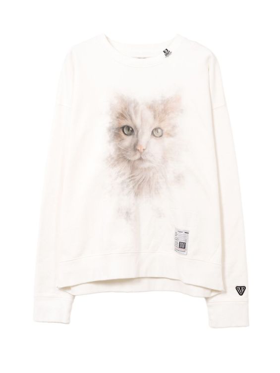 キャットプリントスウェットシャツ - Cat Printed Sweatshirt (WHITE)