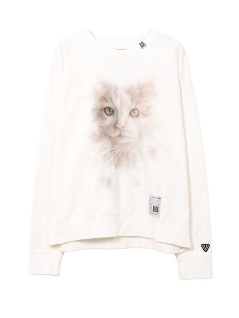 キャットプリントスウェットシャツ - Cat Printed Sweatshirt (WHITE)