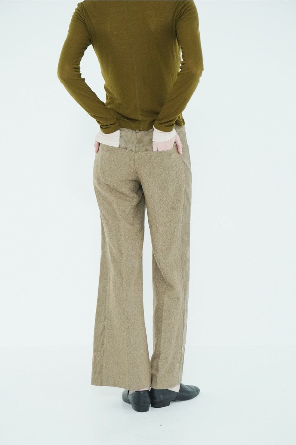 コーデュロイパネルメランジパンツ - CORDUROY PANEL MELANGE PANTS (BEIGE)