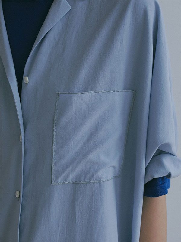 オープンネックハーフスリーブシャツ (BLUE)