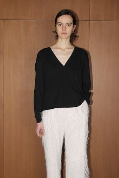 ディープ ブイネック トップス - ブラック - DEEP V NECK TOPS
