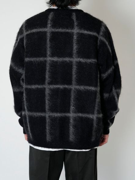 ジャガードチェックカーディガン -  JACQUARD CHECK CARDIGAN BLACK