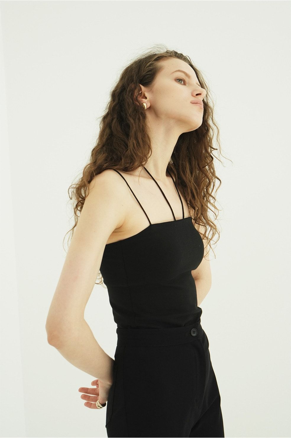 ベアトップ -  THIN CORD HALTER NECK TOPS (BLACK)