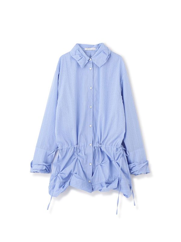 バルーンヘムデザインシャツ (BLUE)