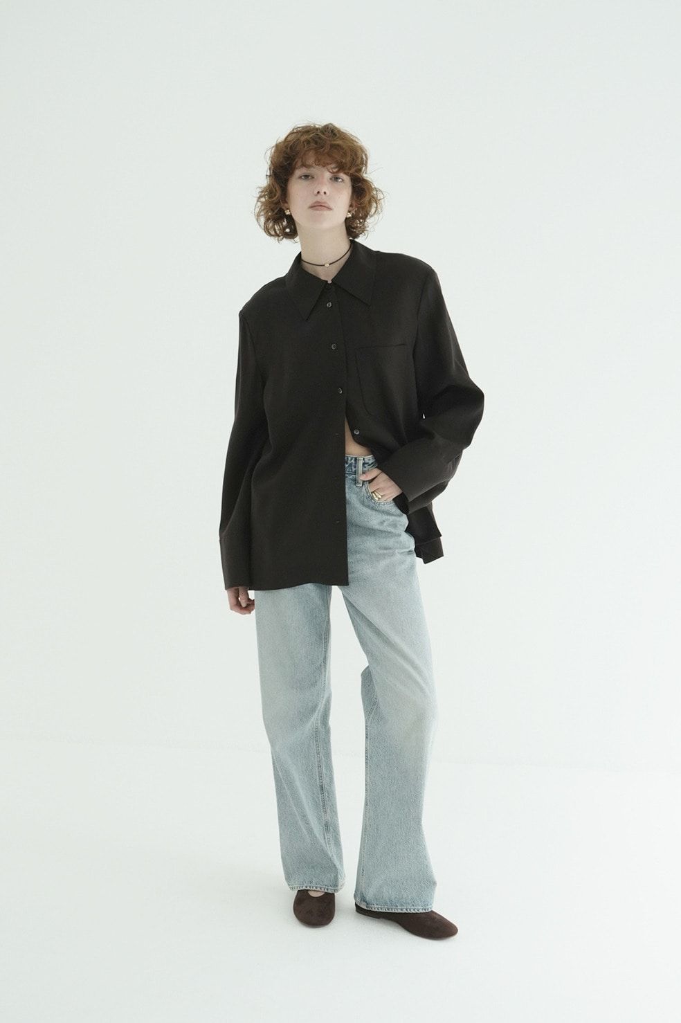 テンセルシャツジャケット - TENCEL SHIRT JACKET (BROWN)