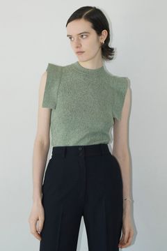 スクエアスリーブニットトップス - SQUARE SLEEVE KNIT TOPS - GREEN