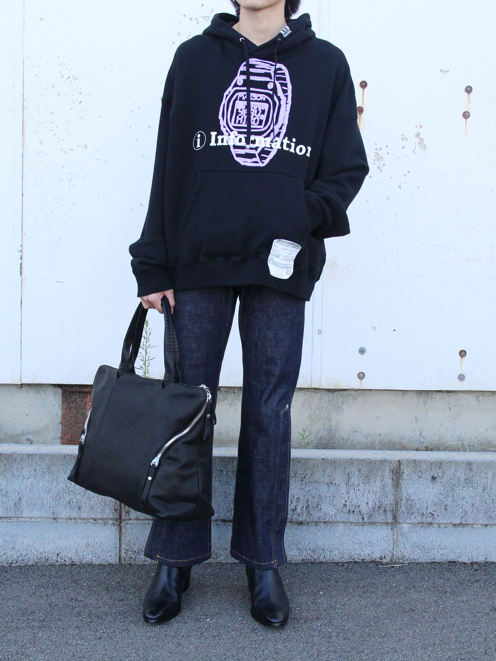 プリントフーディー - watches  printed hoodie BLACK