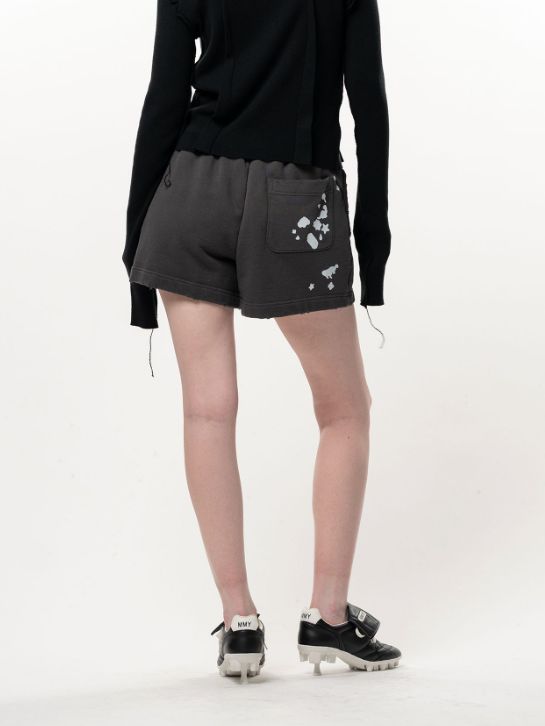 【レディース】 キッズステッカーショートパンツ - KIDS STICKER SHORT PANTS (BLACK)
