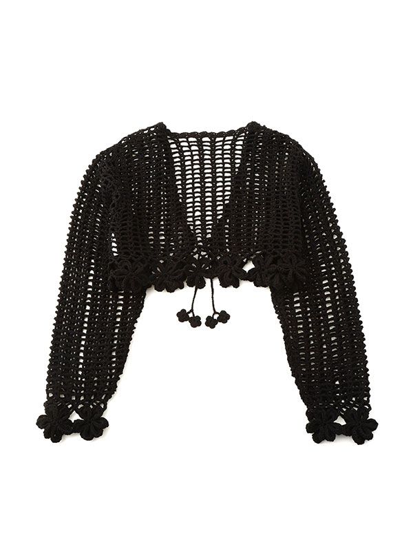 クロシェニットカーディガン (BLACK)