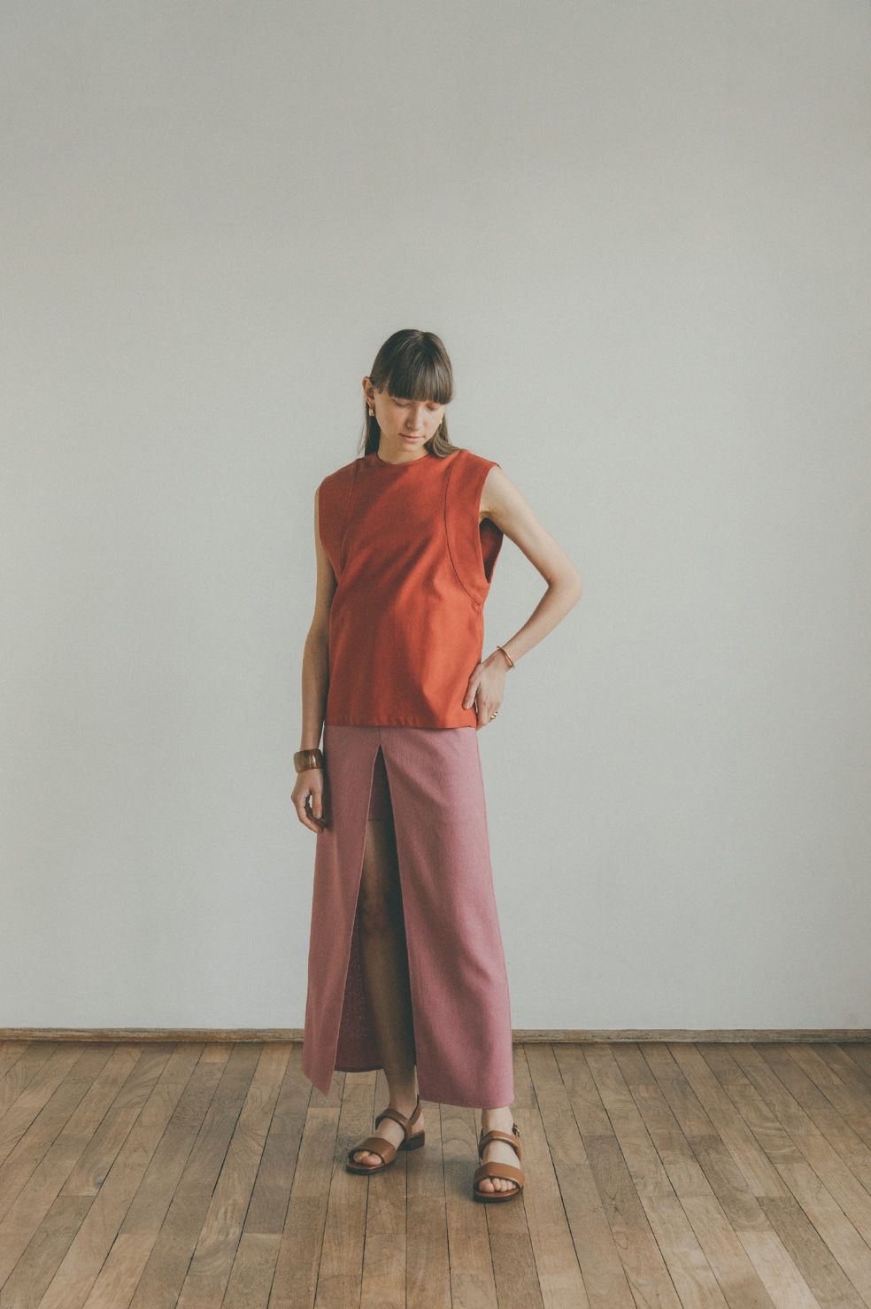 CLANE - ラウンドスリーブトップス - ROUND SLEEVE TOPS - RED