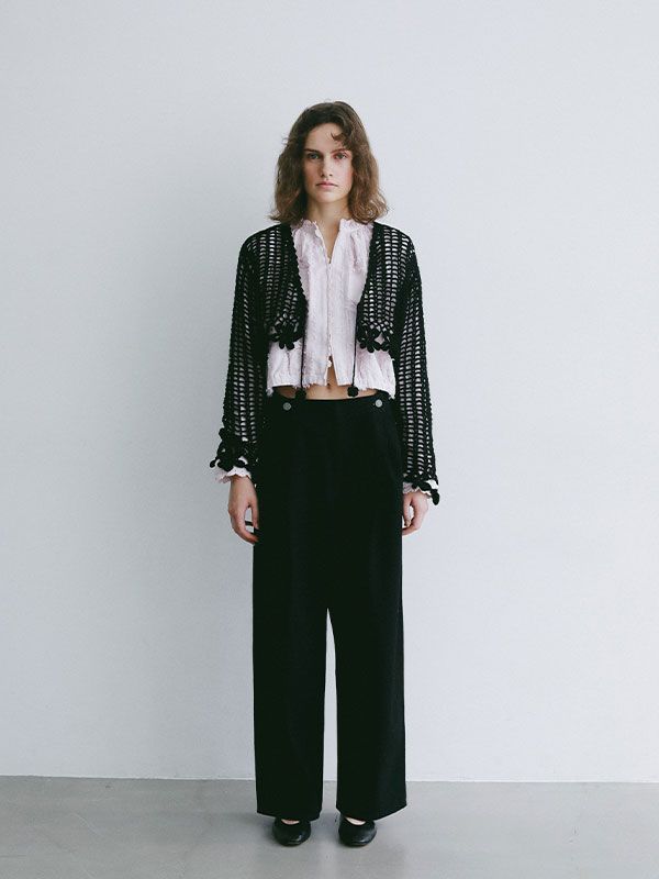 クロシェニットカーディガン (BLACK)