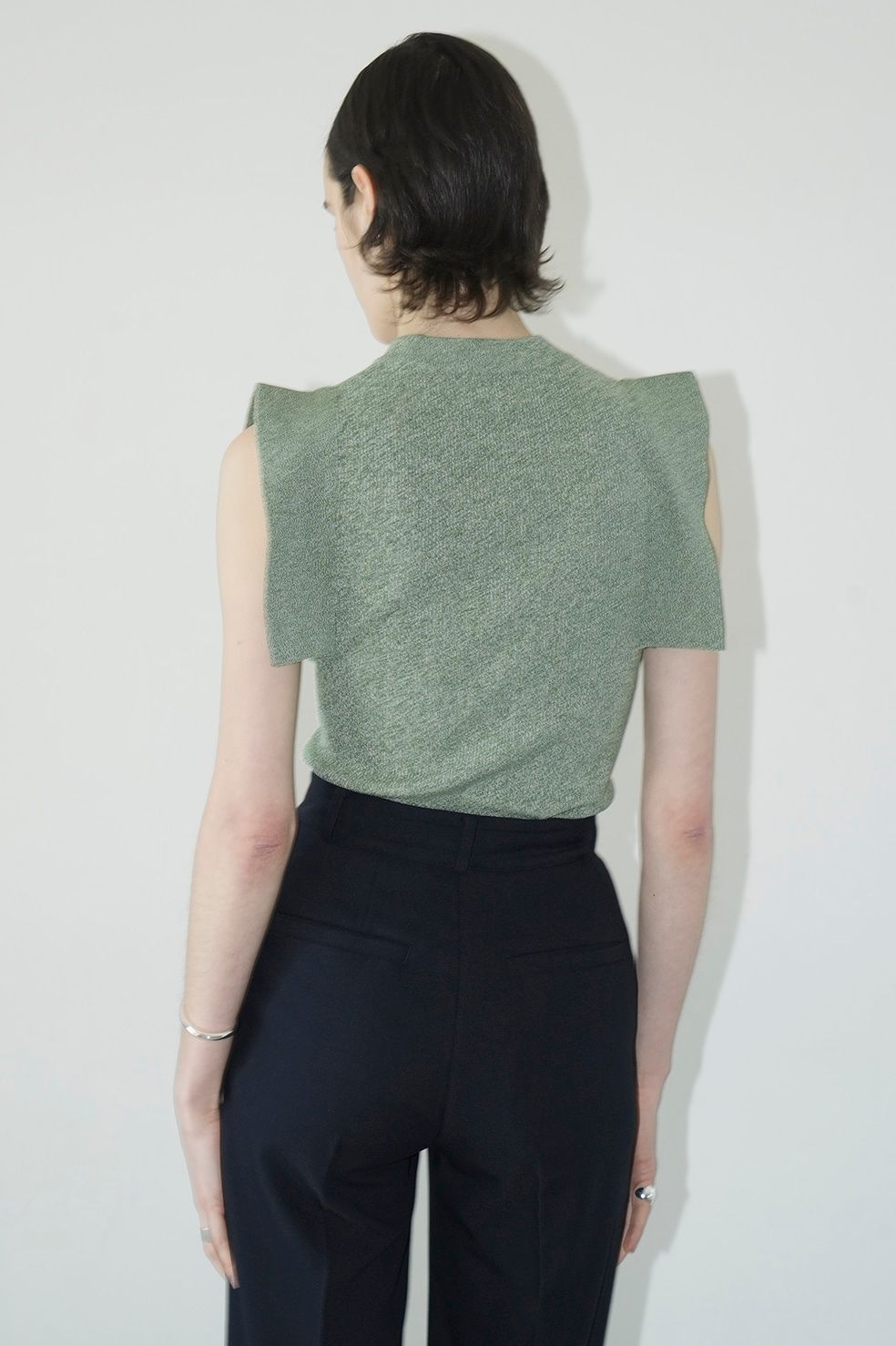 スクエアスリーブニットトップス - SQUARE SLEEVE KNIT TOPS - GREEN